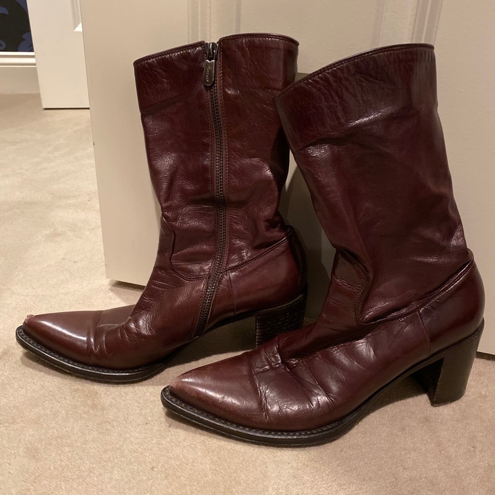 Rocco P brown leather zip up cowboy boot size 7